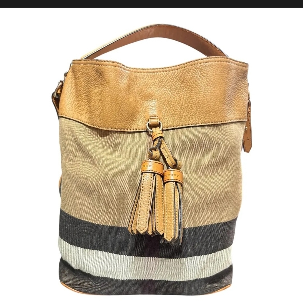 Burberry Tan and Black Hobo Bag Baby Pouch Inside Authentic Euc